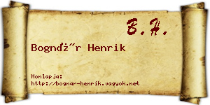 Bognár Henrik névjegykártya