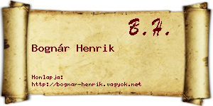 Bognár Henrik névjegykártya